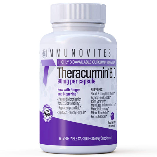 IMMUNOVITES Theracurmin bottle front view with 60 capsules for easy daily use.