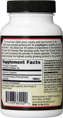Capsules close-up showing Imperial Elixir Ginseng Chinese Red for focus and stamina.