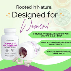 InBloome packaging with 60 capsules visible for daily use.