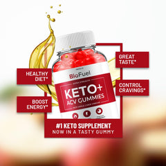 BioFuel Keto ACV Gummies label emphasizing ACV and B12