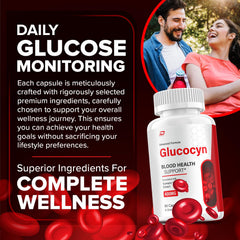Indelo Glucocyn bottle front view highlights natural ingredients and label.