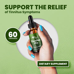 Indelo Tinnitus Fix Drops bottle being poured for easy daily use.