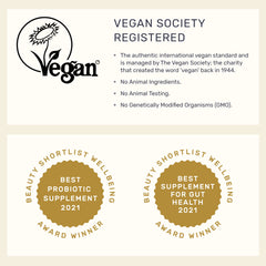 Inessa Advanced Biotic Complex packaging label emphasizing 50 billion CFU across 7 strains.