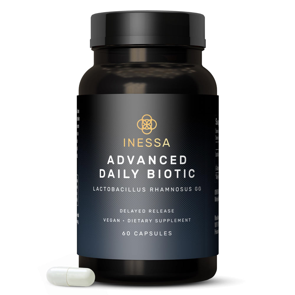 Inessa Daily Biotic bottle with capsules supports daily digestive balance.