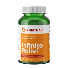 INFINITE AGE Infinite Relief bottle shows vegan joint support for daily activity