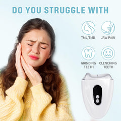 InfiniteRelax TMJ Relief Massager ergonomic design highlighting contour fit for the jaw.