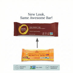 Infinity C bars ingredients close-up with Camu Camu and Amla berries for natural nutrition