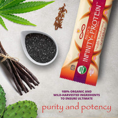 Infinity Greens Billy's Infinity bar organic symbol underscores clean ingredients