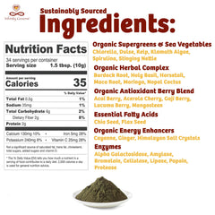 Infinity Greens blue-green algae closeup emphasizes potent natural nutrients.