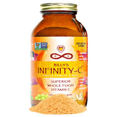 Infinity Greens Infinity-C bottle; convenient plant-based vitamin C for daily wellness.