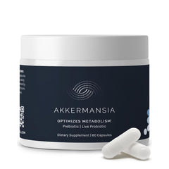 InfiniWell Akkermansia probiotic bottle showing balanced gut microbiome potential