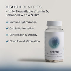 InfiniWell Defend bottle pour shows easy daily capsule intake.