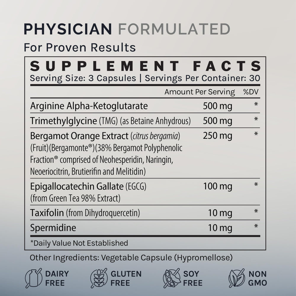InfiniWell Enhance capsules lined up, suggesting structured daily support for mitochondrial health.