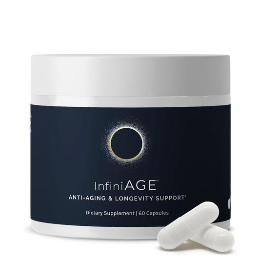 InfiniWell InfiniAge bottle front view for daily longevity support