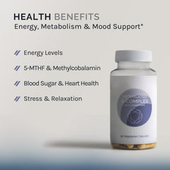 InfiniWell methylated B complex capsules closeup showing active B vitamins.