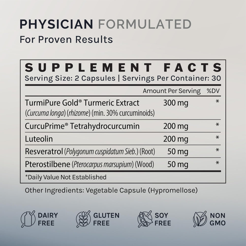 InfiniWell Senescent Regulator capsules poured into a glass for daily use