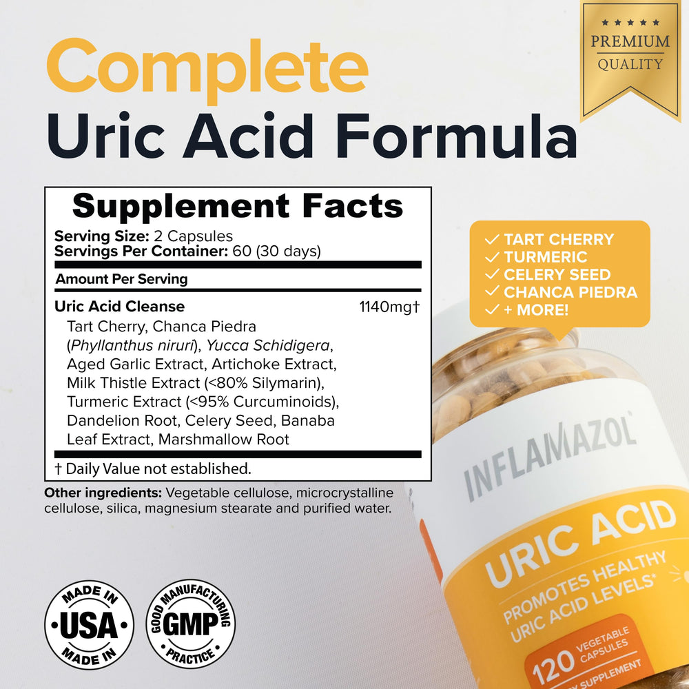Inflamazol Uric Acid Cleanse turmeric powder visual suggesting natural support