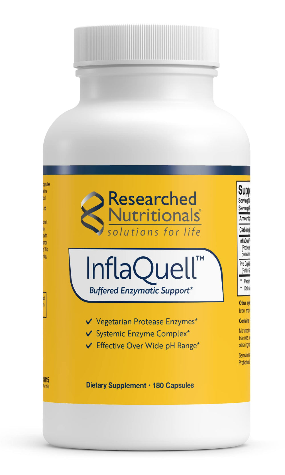 InflaQuell bottle front by Researched Nutritionals for daily support.