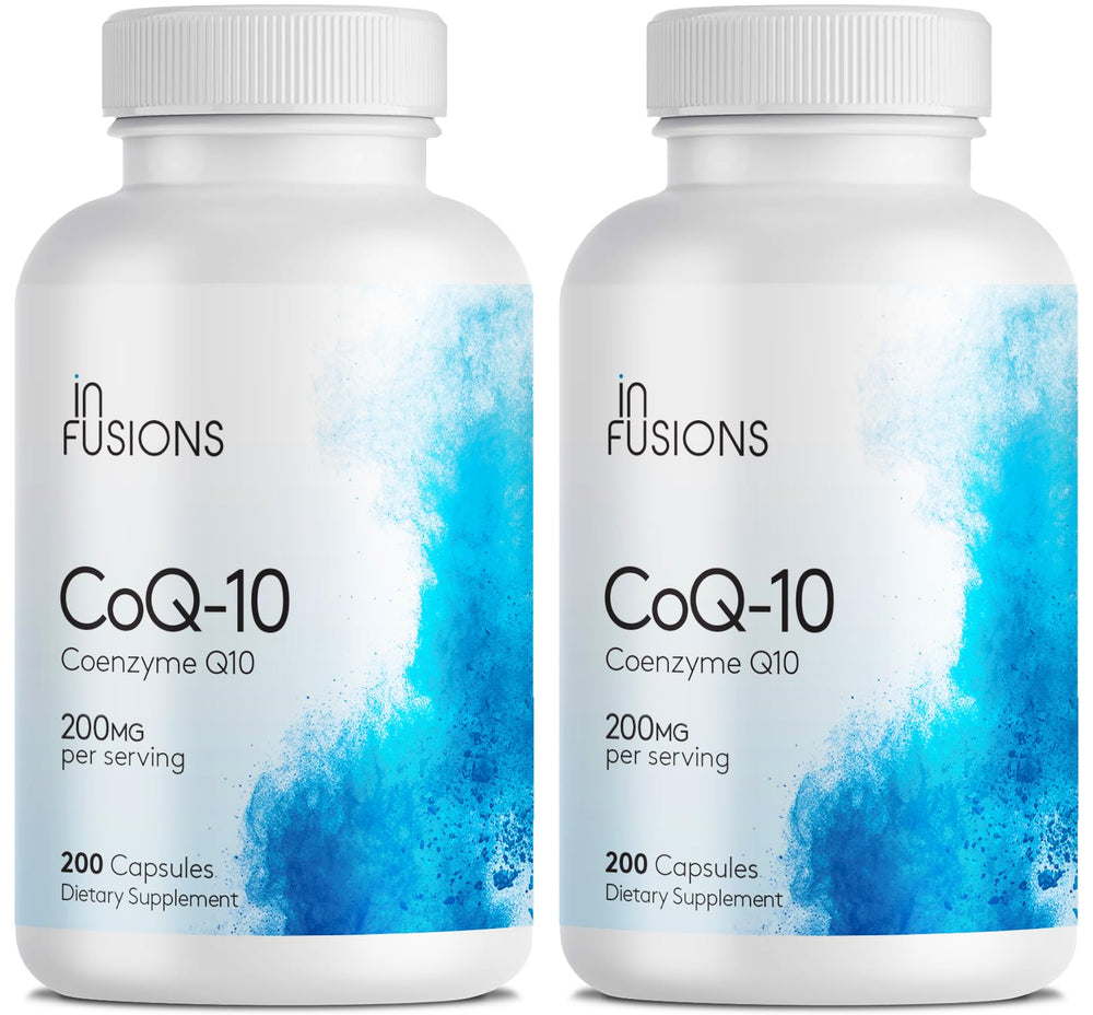Infusions International Pure CoQ10 200mg bottle on shelf for daily routine