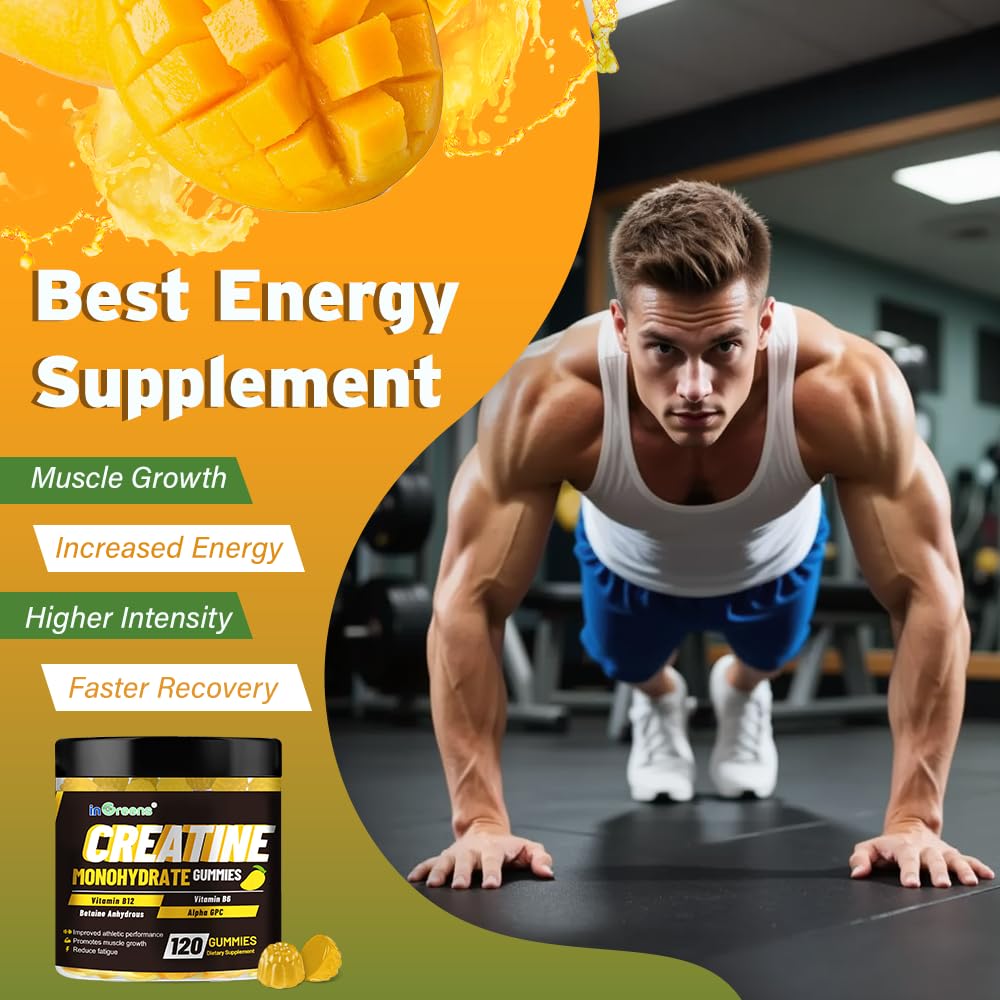 inGreens Creatine Monohydrate Gummies four-chews serving for energy and focus