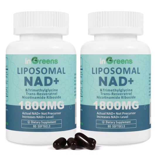inGreens Liposomal NAD+ bottle front highlights premium energy support