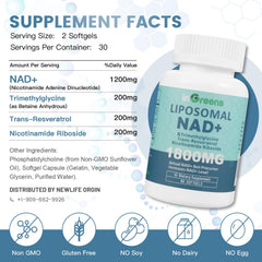 inGreens Liposomal NAD+ softgels closeup showcases the 1800 mg formulation