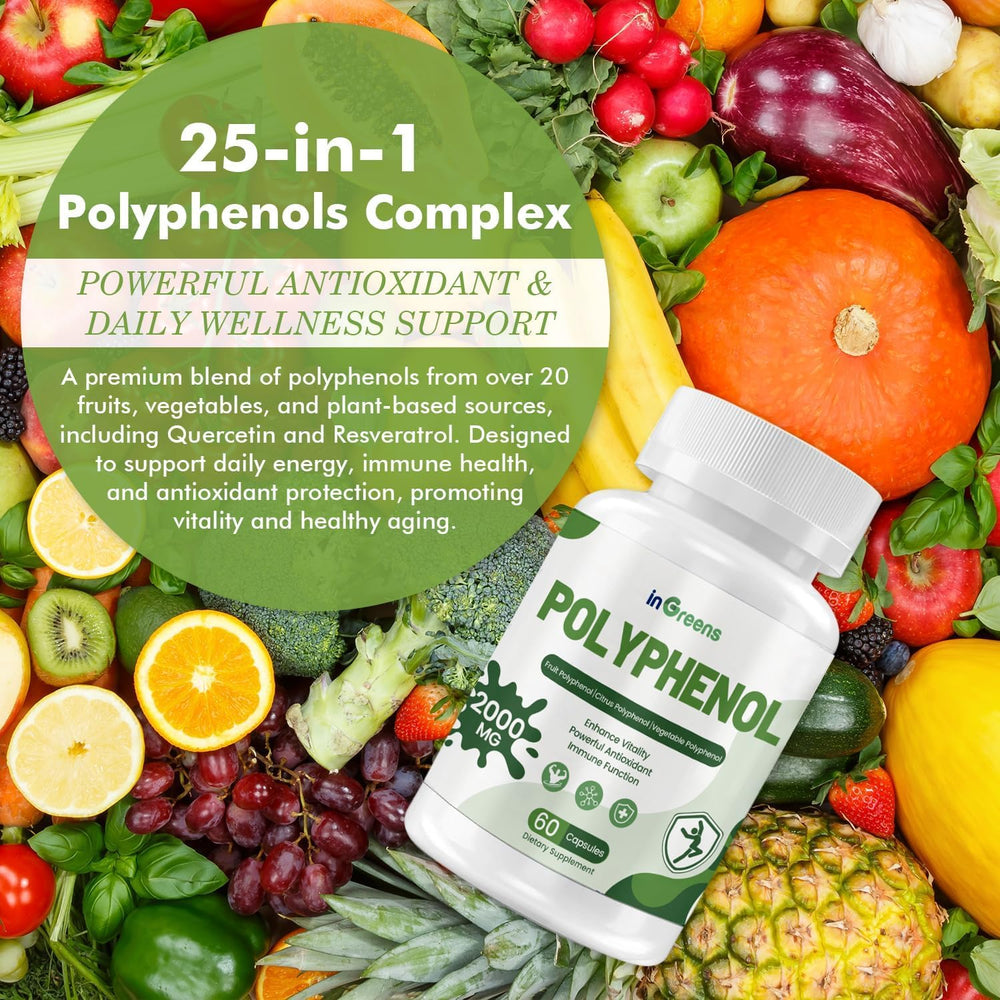 inGreens polyphenols capsules closeup showing plant-based ingredients ideal for broad-spectrum nutrition