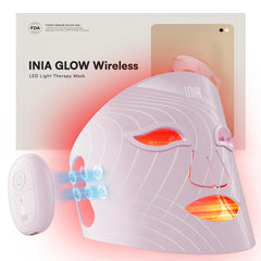 INIA Red Light Therapy Mask front view with wireless design for convenient home use.