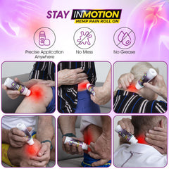 InMotion Hemp Roll On bottle ice-cool sensation signals fast pain relief.