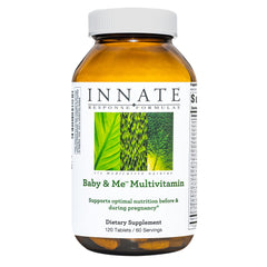 Innate Response Formulas Baby & Me bottle with prenatal vitamins for mom.