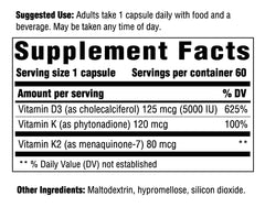 Innate Response Formulas vegetarian D3 K1 K2 capsules for balanced daily intake.