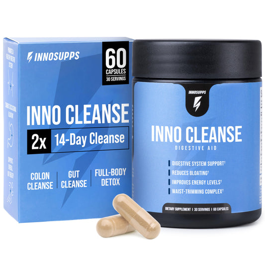 InnoSupps Inno Cleanse bottle front view highlighting detox support and gut focus