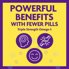InnovixLabs Omega-3 softgels closeup emphasize burpless, smooth swallowing.