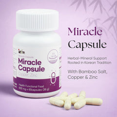 Insan Miracle Capsules poured into hand for easy daily dosing.