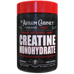 Insane Labz creatine container with unflavored powder for stronger workouts.