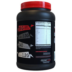 Insane Labz Insane Whey chocolate shake in glass demonstrates smooth mixability and flavor.