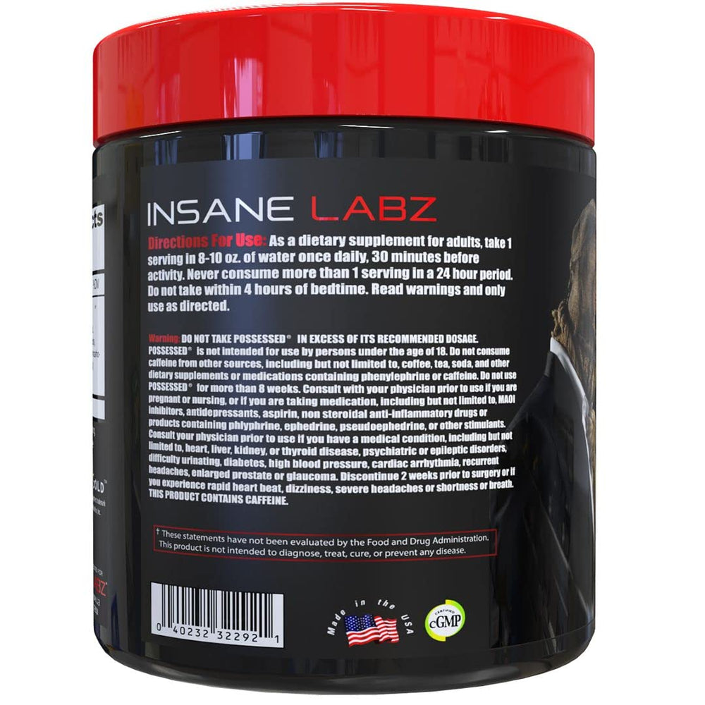 Insane Labz Possessed Strawberry pina flavor visuals suggesting bold taste and steady energy.