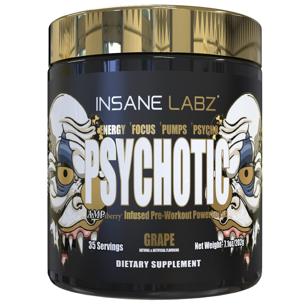 Insane Labz Psychotic Gold bottle ready for intense training sessions