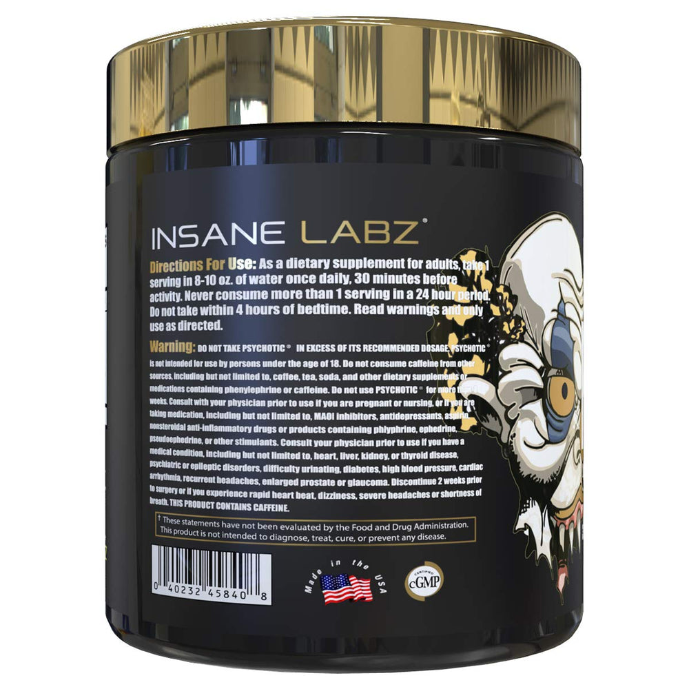 Insane Labz Psychotic Gold L-Citrulline spotlight for pumps.