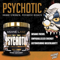 Insane Labz Psychotic Gold label closeup shows ingredients and branding.