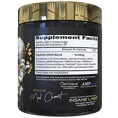 Psychotic Gold label closeup showing Cherry Bomb flavor and formula