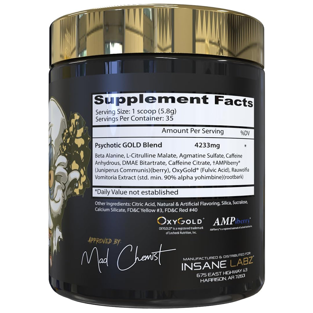 Insane Labz Psychotic Gold scoop highlights rapid mix and powerful energy