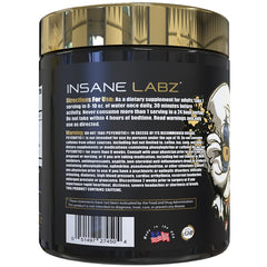 Psychotic Gold tub with label shows ingredients and serving size