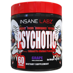 Insane Labz Psychotic grape bottle pour demonstrates long-lasting energy for workouts