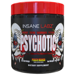 Insane Labz Psychotic peach mango tub energizing workouts with long-lasting focus.