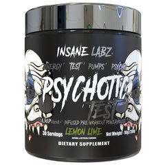 Insane Labz Psychotic Test lemon-lime tub ready for intense workouts