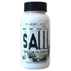 Insane Labz SAW bottle front view for a potent fat burner and energy support.