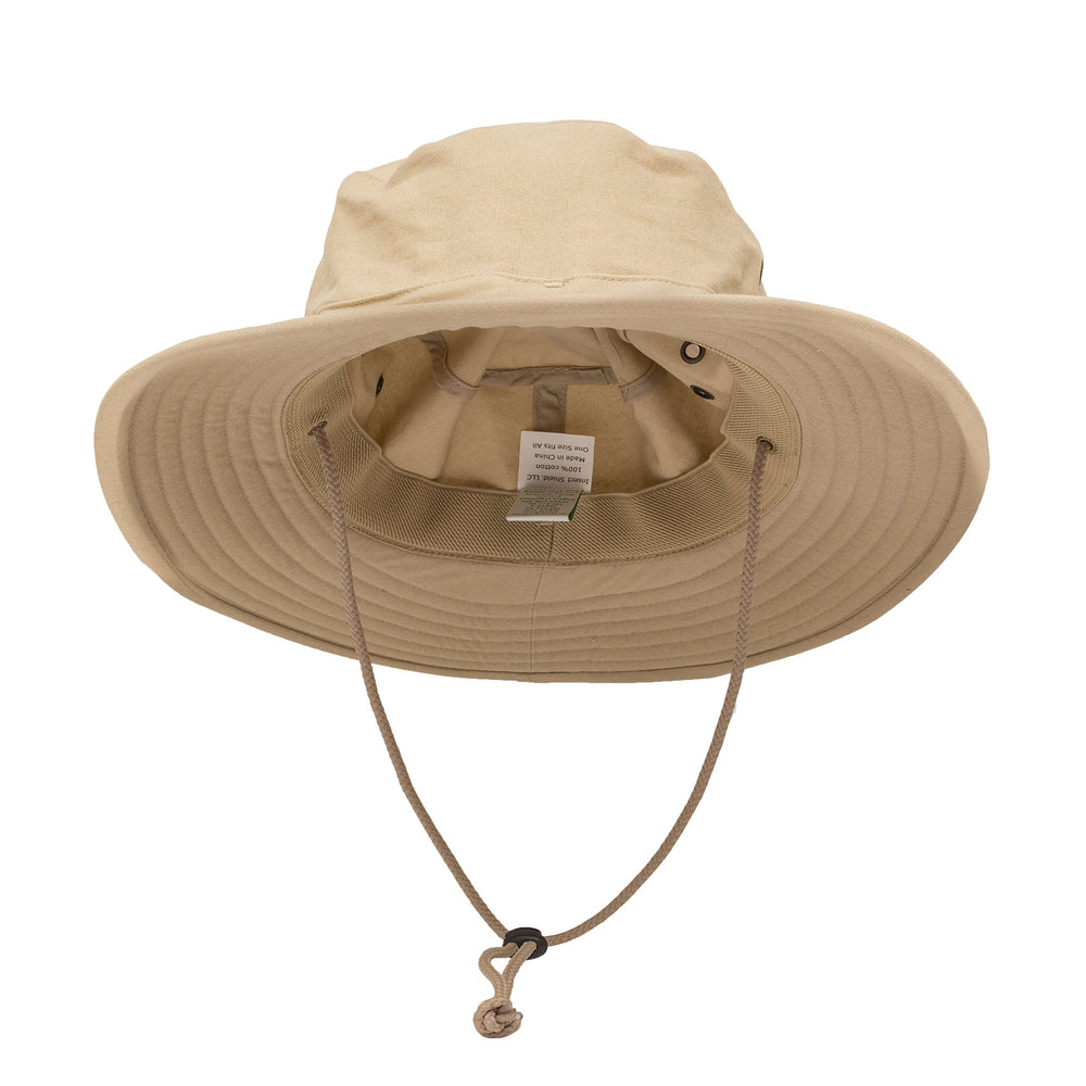 Insect Shield men's standard brim hat front view in tan with repellent protection