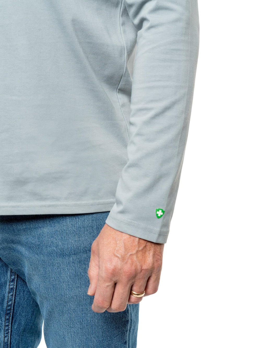 Insect Shield UPF shirt fabric close-up highlights breathable weave.