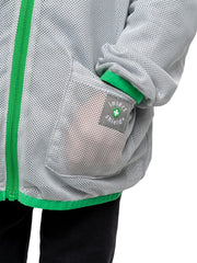 Child wearing Insect Shield Toddler HaloNet Hoodie during outdoor play.